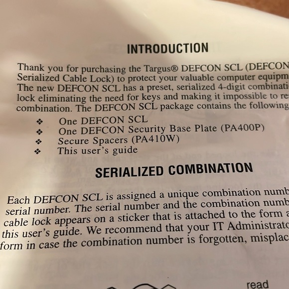 Defcon SCL Notebook Computer Serialized Cable Lock - Picture 4 of 4
